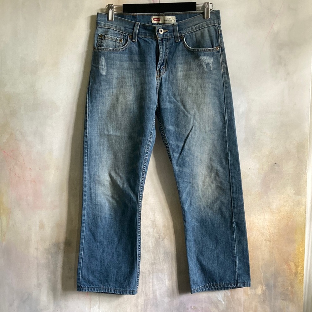 Levi’s 100% Cotton Cropped vintage 514tm Straight Med Wash 18 reg W 29 L 29 💙
